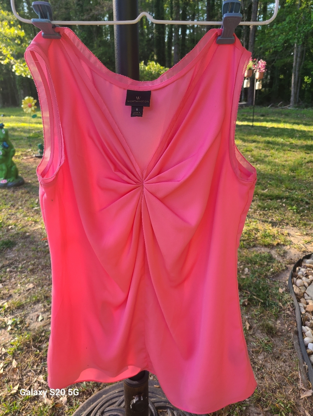 Worthington Coral Pink Twist-Front Sleeveless Camisole